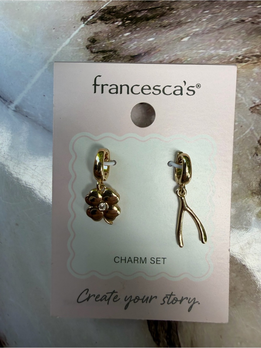 Francesca's Collections Gold Flower and Wishbone Charms